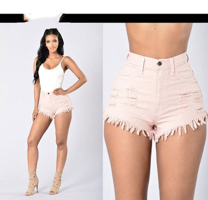 Women's Stretchy Frayed Denim Shorts