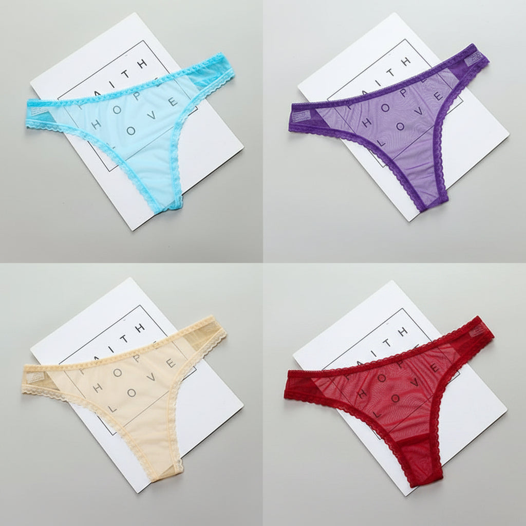 Transparent T-line panties by Zenvia Beauty, featuring sheer fabric and a sleek T-shaped design for a comfortable fit.