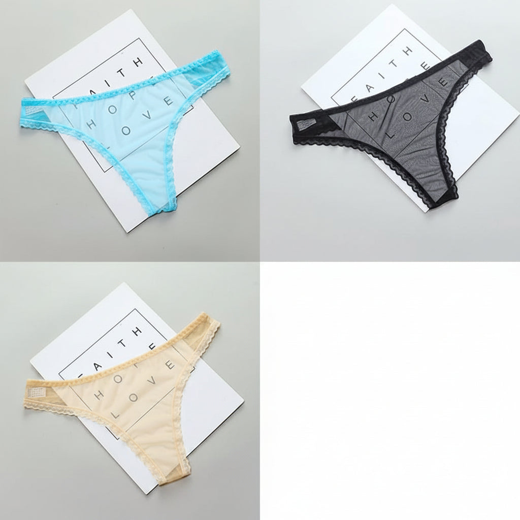 Transparent T-line panties by Zenvia Beauty featuring sheer fabric and a sleek, minimalist design.