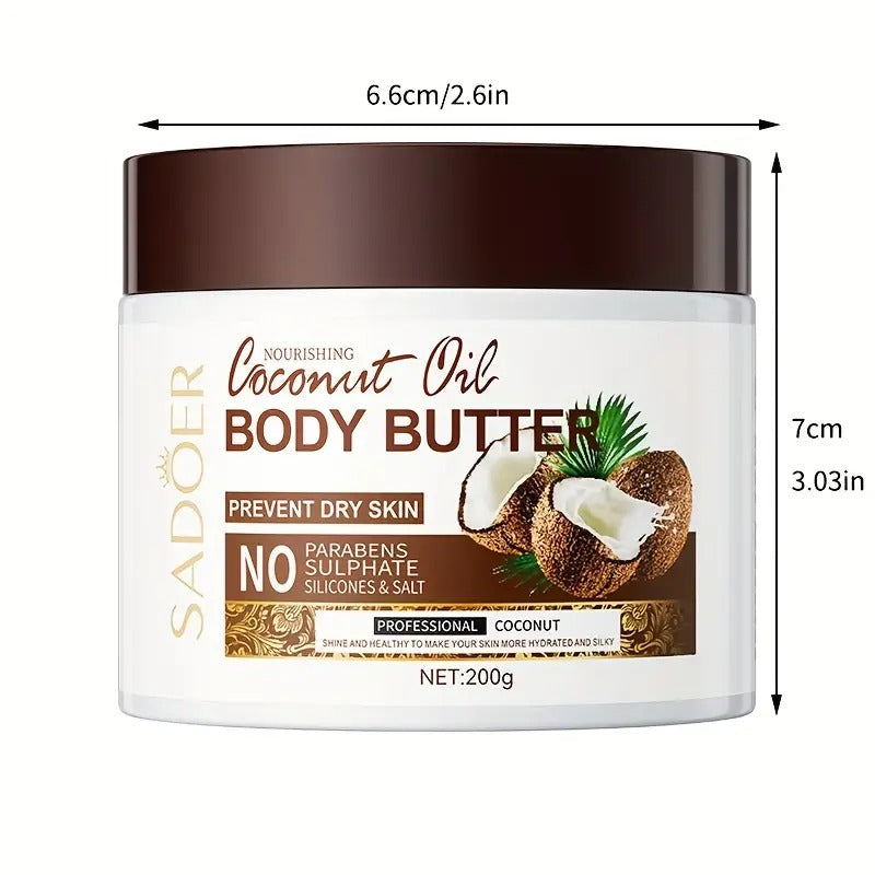Zenvia Beauty Coconut Body Butter jar with creamy coconut-scented body moisturizer on white background