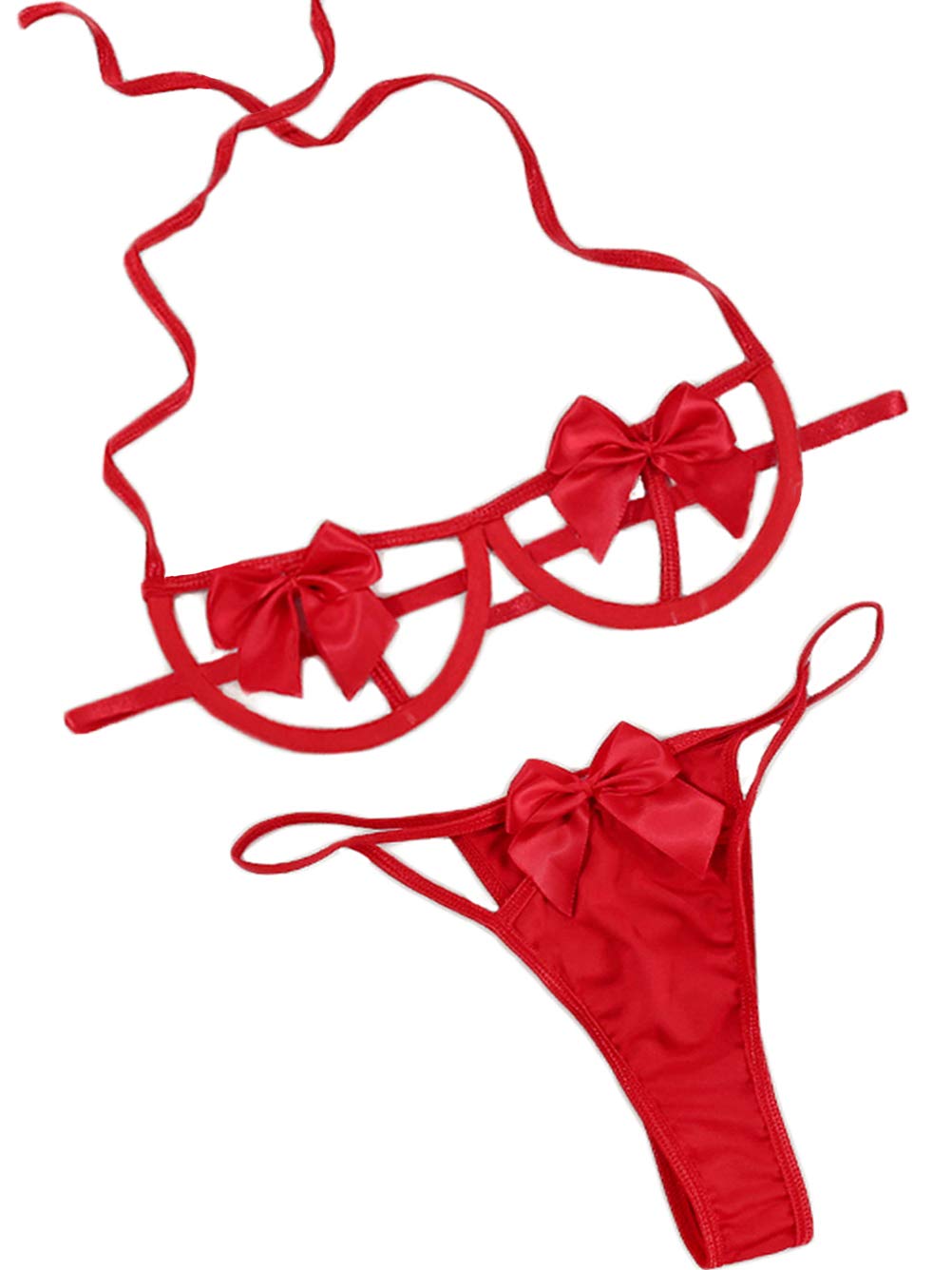 Present Bow LingerieHoliday Bra And Panty SetSexy Strappy Lingerie product image