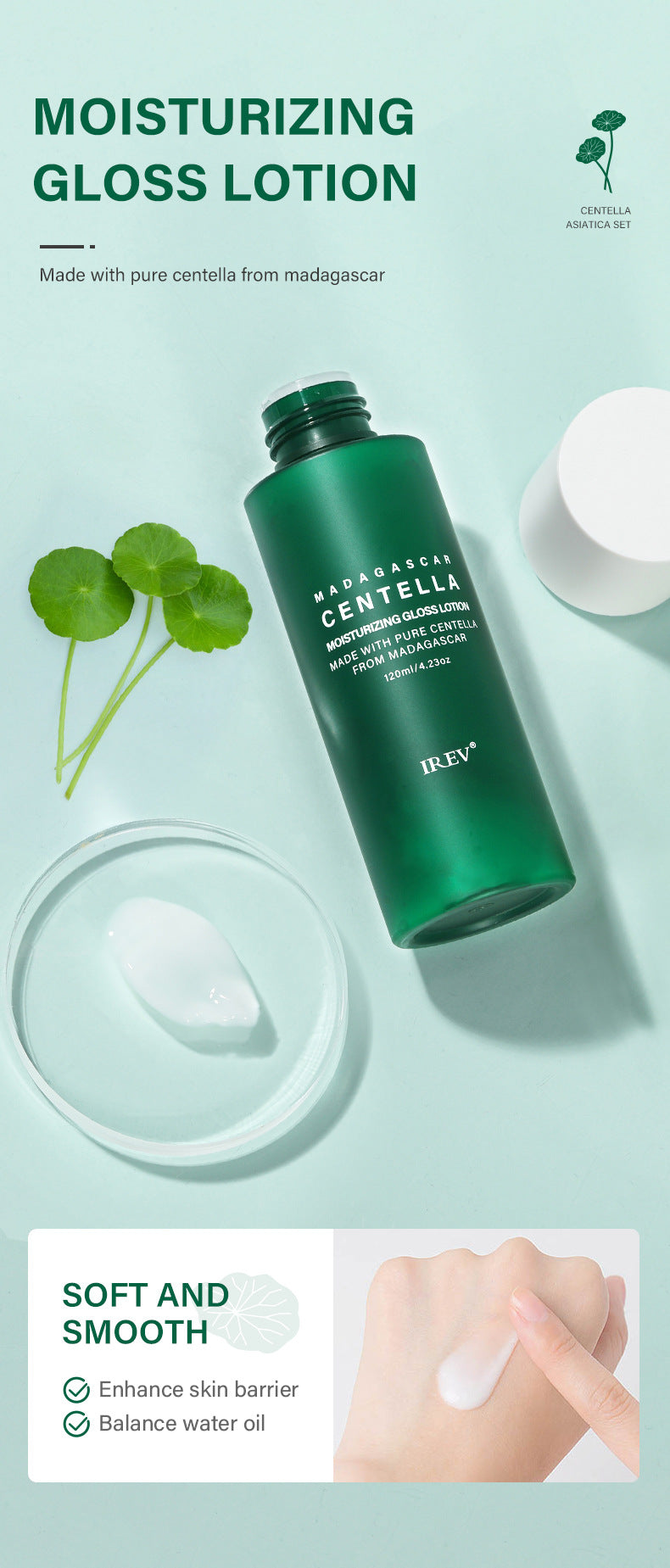Zenvia Beauty Centella Skin Repair Kit with skincare products, including creams and serums, for soothing and repairing skin.