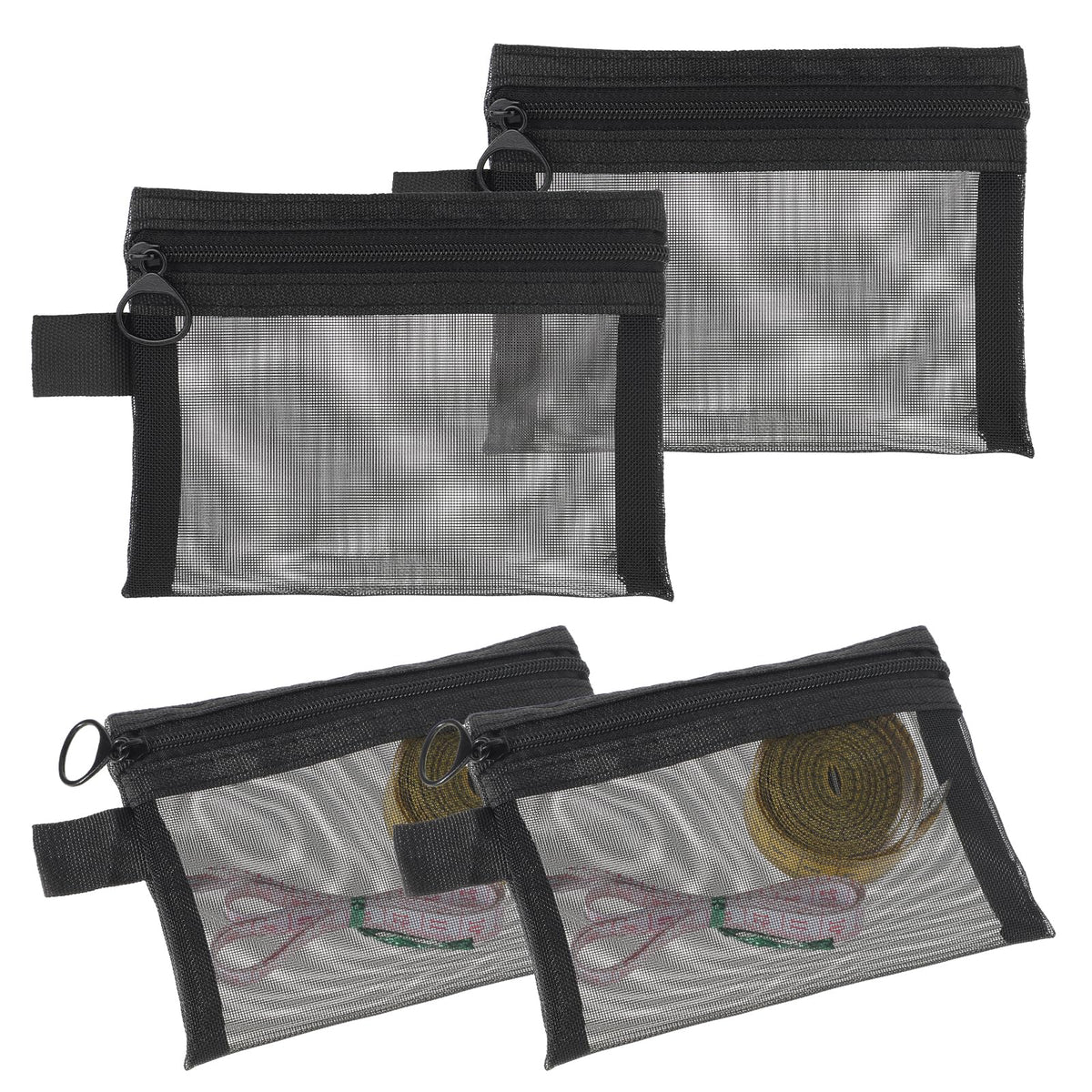 4PCS Black Mini Zipper Mesh Bags 5×4 in Nylon Coin Purse Mesh Zipper Pouch — product view 2