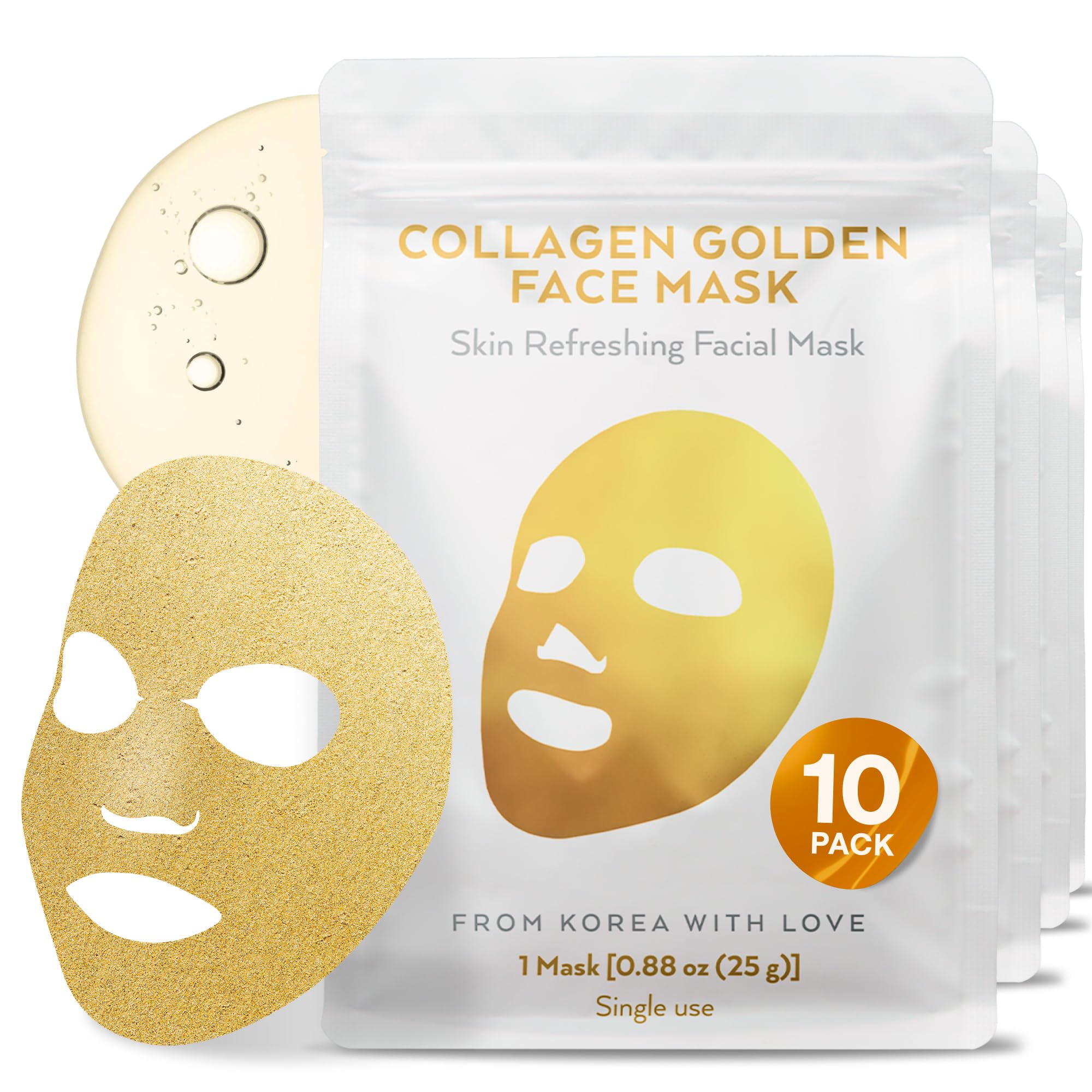 Korean Collagen Face Mask 10 pack - 24K Gold Face Mask Skin Care -