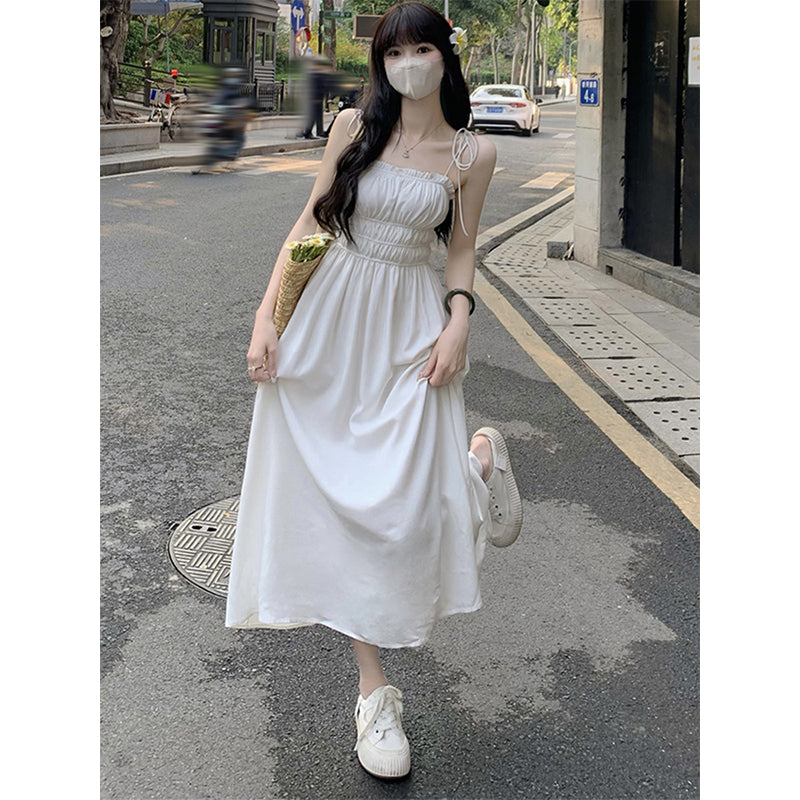 White Summer Suspender Dress For Women product image