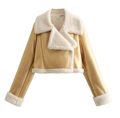 Women's Faux-Fur Collar PU Jacket – product view 28