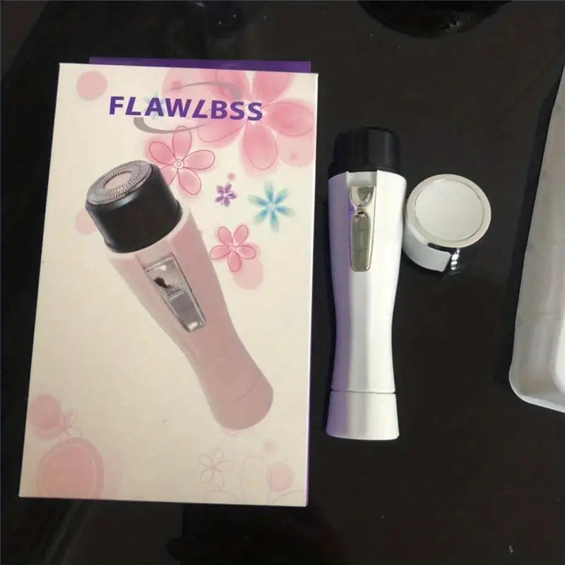 Zenvia Beauty electric facial hair remover device with a sleek design and accessible handheld tool for gentle hair removal.
