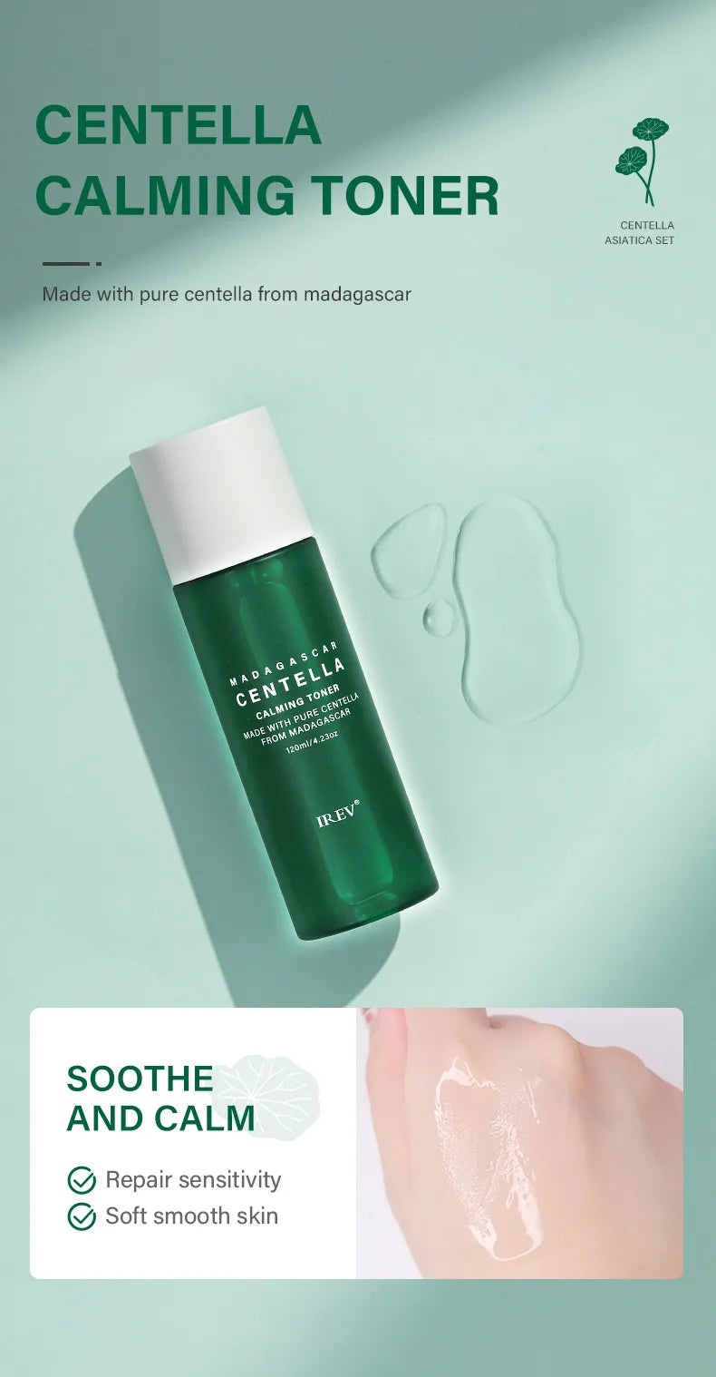 Zenvia Beauty Centella Skin Repair Kit with skincare products and tools for soothing and healing skin care routines.
