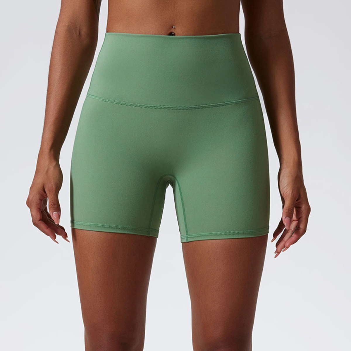 High waist sculpting shorts by Zenvia Beauty, showing smooth fabric and snug fit designed to shape and contour the waist.