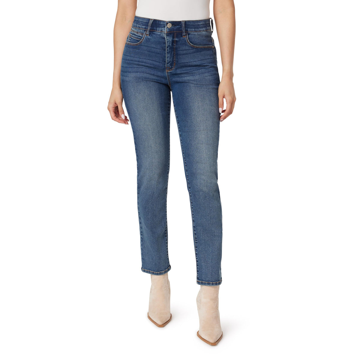 Angels Forever Young Womens Jeanie Lift Mid-Rise Straight Ankle Jeans Steel — product view 2