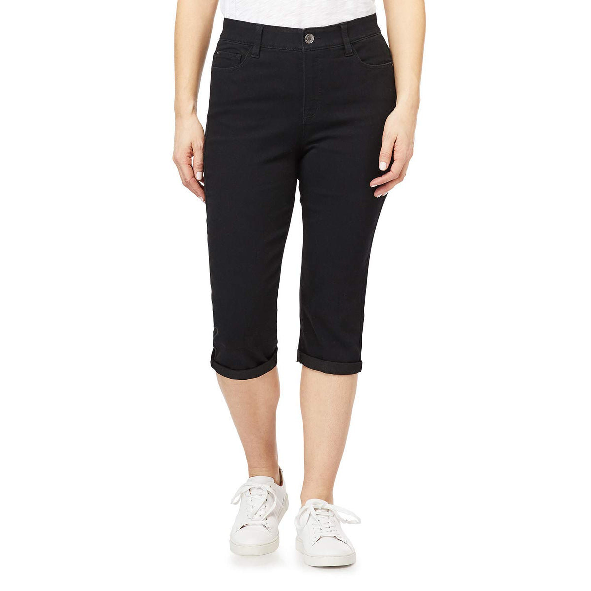 Angels Forever Young Womens 360 Sculpt Stretch Crop Jeans in Onyx 8 — product view 2