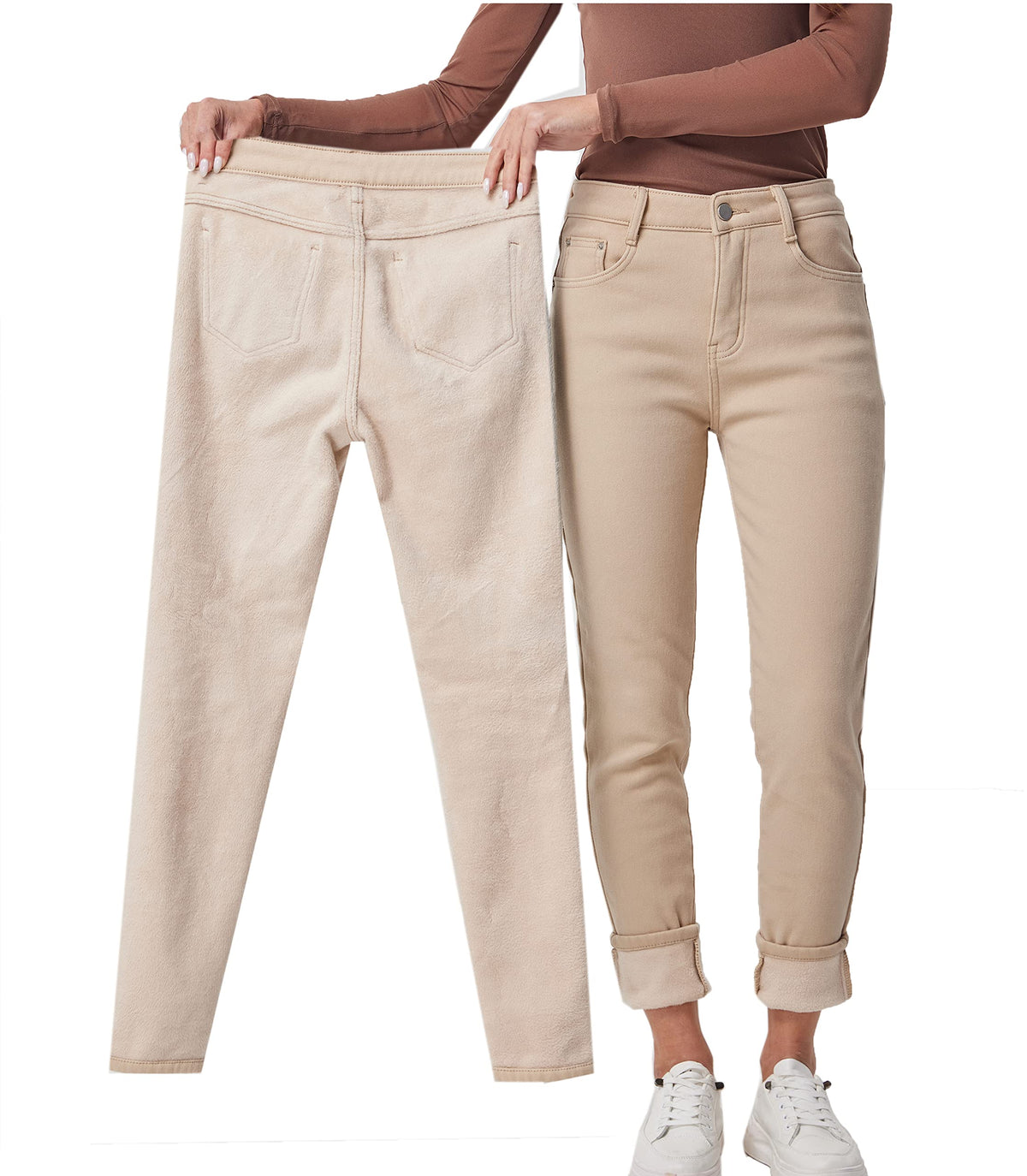 zsangbee Womens Thermal Jeans Fleece Lined Jeans Winter Skinny Jeans Warm Denim Pants — product view 2