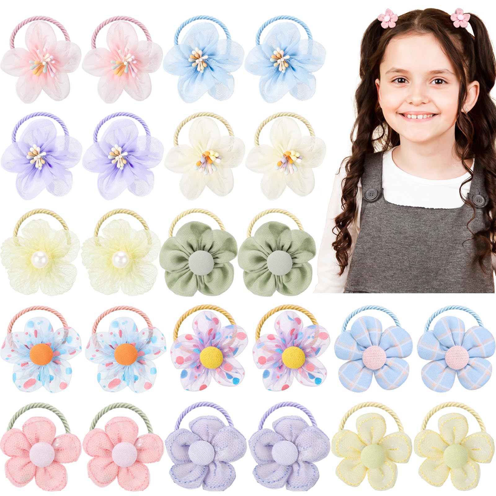 Obeoby 24 Pcs Toddler Hair Ties Girls Hair Accessories Baby Flower product image