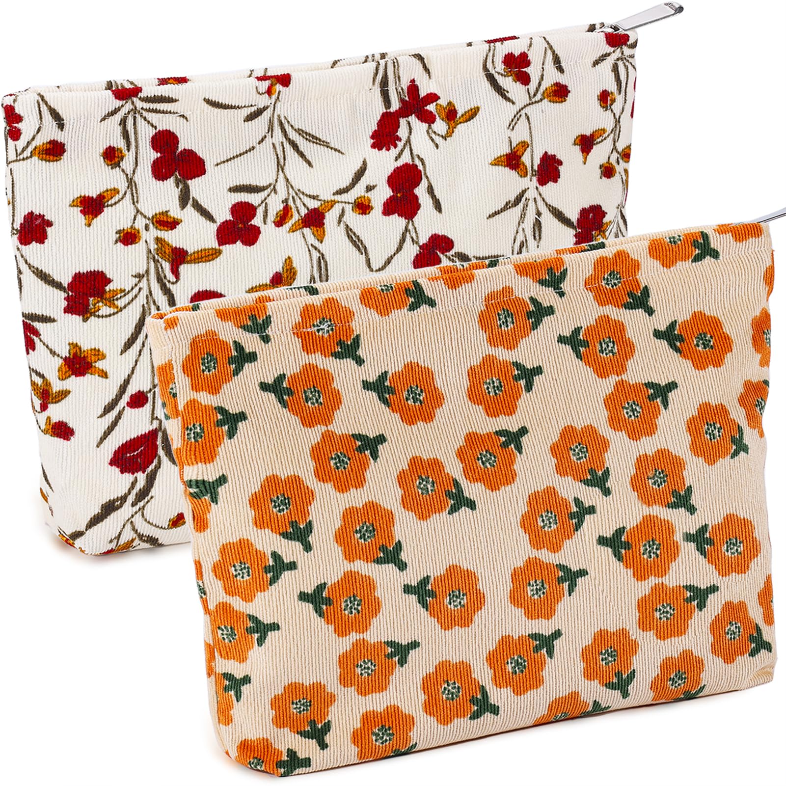 Zenvia Beauty ZLFSRQ Daisy makeup bag with floral design, zipper closure, and compact size for cosmetics storage.