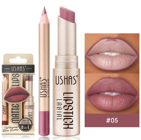 Zenvia Beauty waterproof nude matte lipstick tube displayed with the cap off, revealing the nude shade inside.
