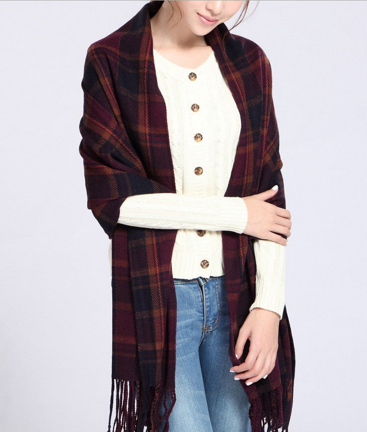 Women's Plaid Fringe Winter Scarf – product view 7