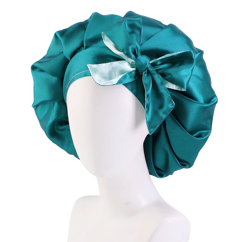 Zenvia Beauty double satin hair care cap, smooth satin fabric with elastic band, designed for protecting hair during styling or sleeping.