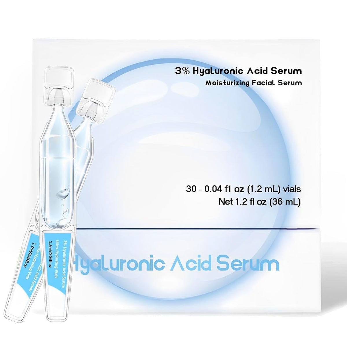 30pcs 3% Hyaluronic Acid Serum Ultra-Hydrating Vials Hyaluronic