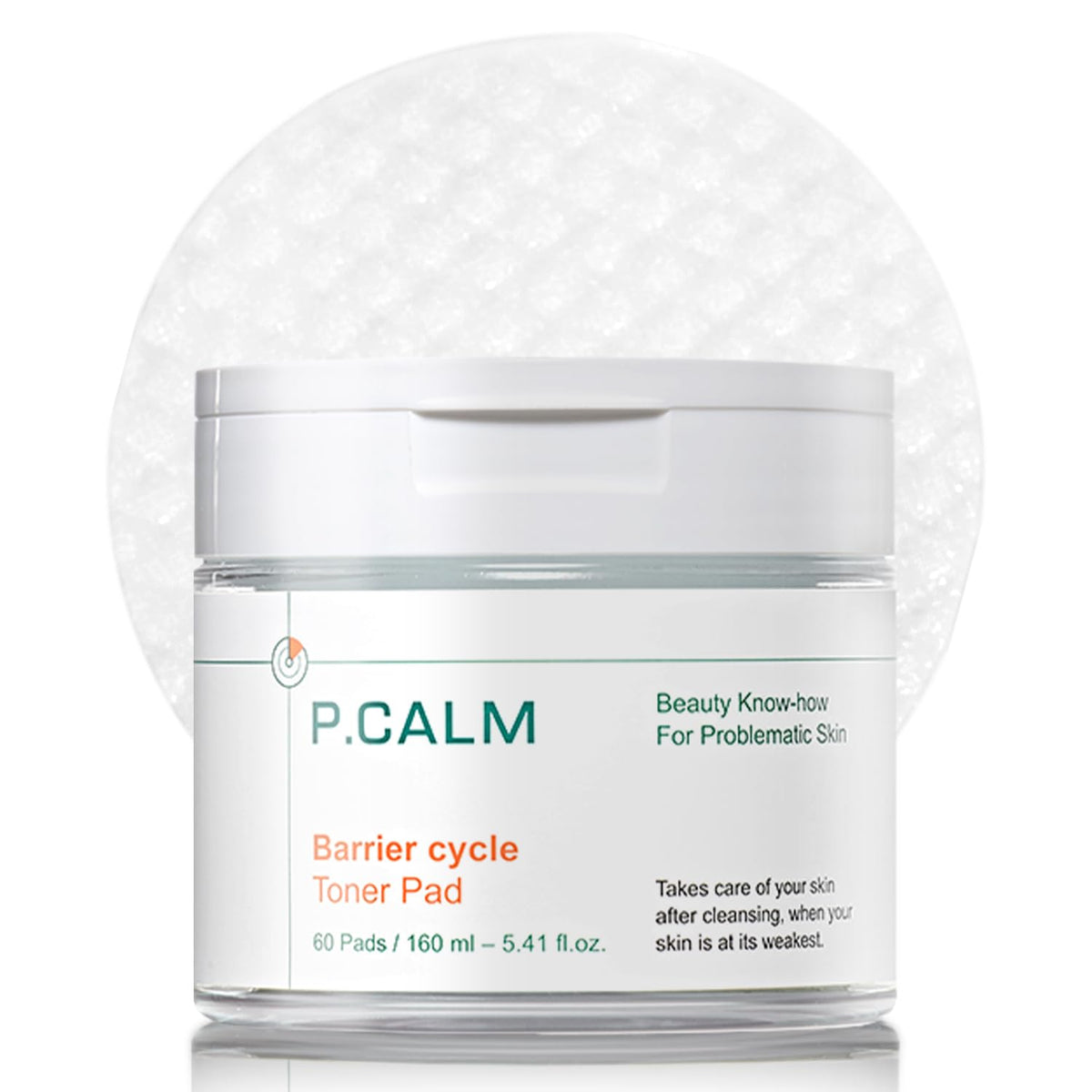 P.CALM Barrier Cycle Toner Pad 60 Pads | Korean Skincare Daily Toner Pads for Calming Hydrating Soothing Sebum Care for Sensitive Skin | Vegan Cruelty-Free Fragrance-Free Zit Zap
