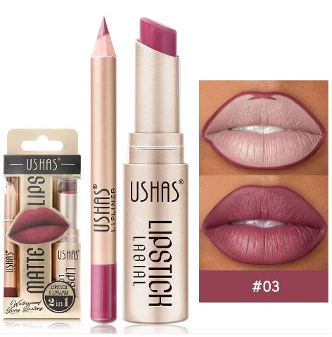 Zenvia Beauty waterproof nude matte lipstick tube with the lipstick partially twisted up, showing the smooth nude shade.