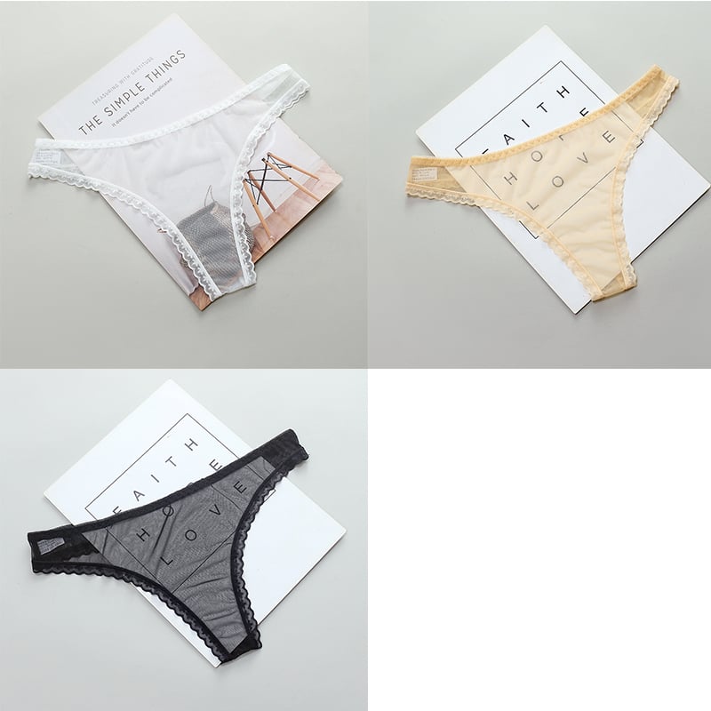 Transparent T-line panties by Zenvia Beauty featuring sheer fabric and a sleek T-shaped design on a model.