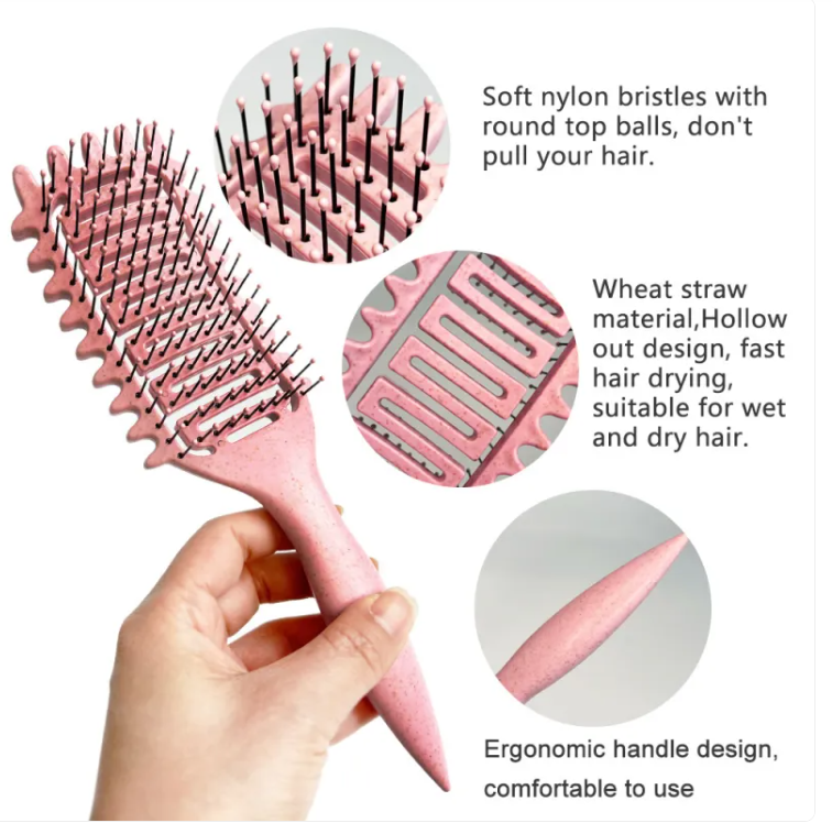 Zenvia Beauty Curl Hair Hollow Comb with rounded teeth for gentle detangling and styling of curly hair.