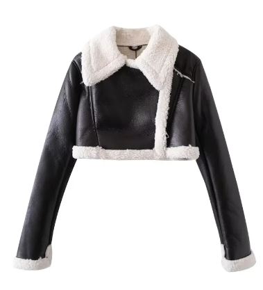 Women's Faux-Fur Collar PU Jacket – product view 29