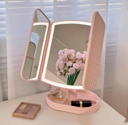 VividAura LED Desk Mirror – FoldBright Series