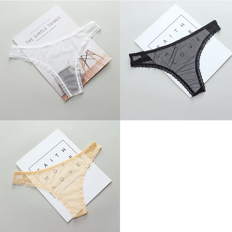Transparent T-line panties by Zenvia Beauty, showcasing sheer fabric, seamless design, and delicate waistband.