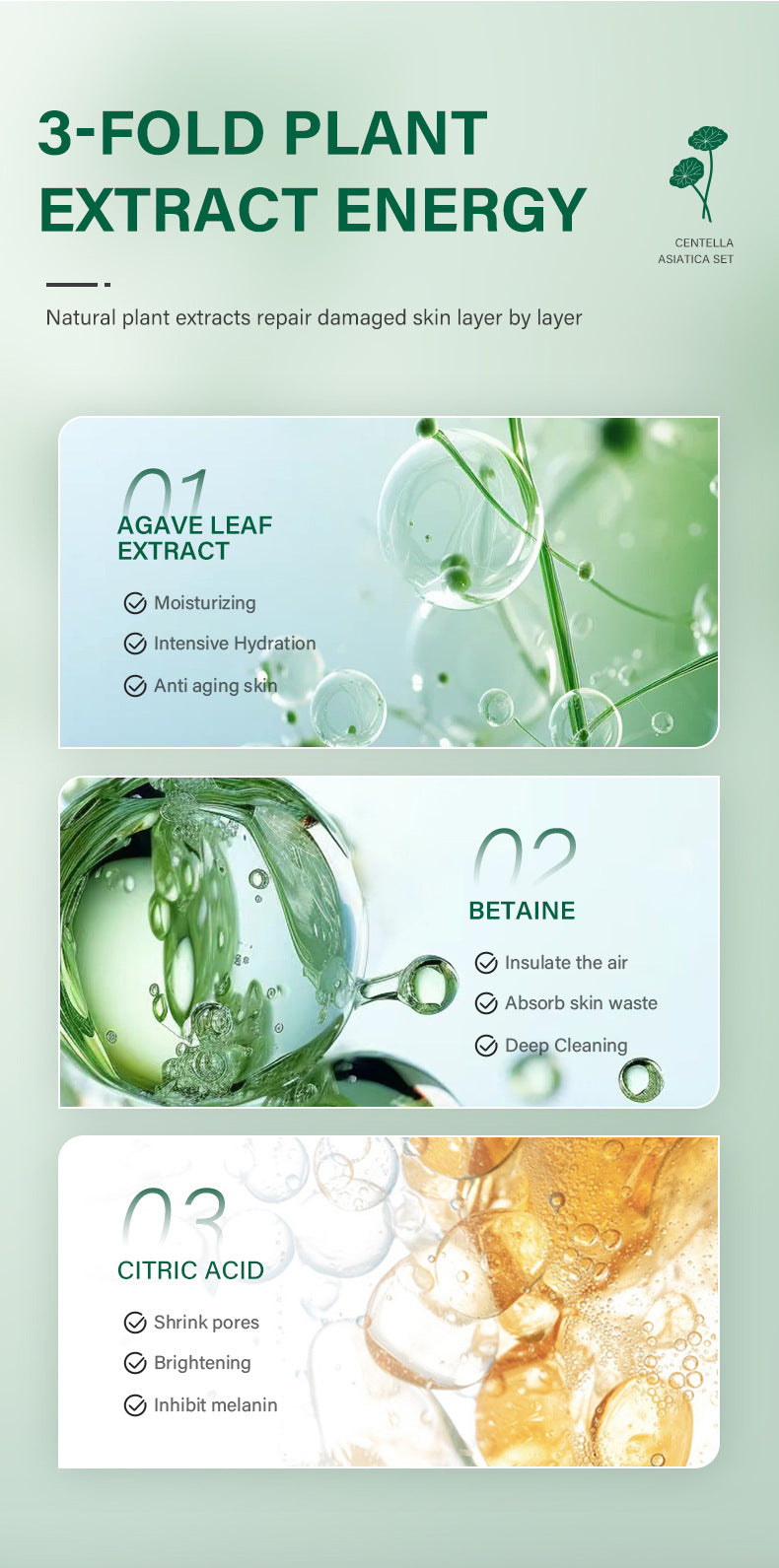 Zenvia Beauty Centella Skin Repair Kit with skincare products, including creams and serums, for soothing and repairing skin.