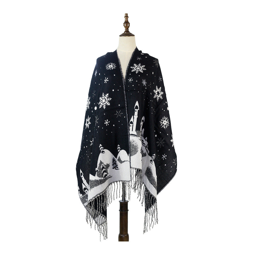 Women's Snowflake Jacquard Winter Scarf – product view 6