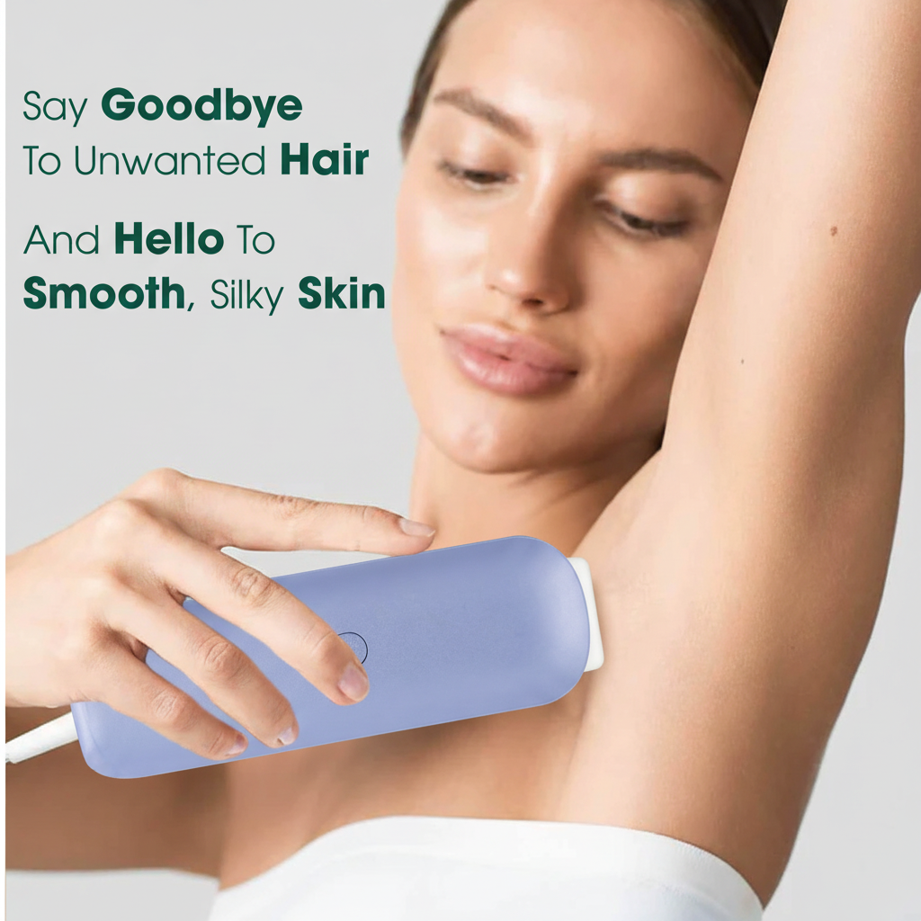 Zenvia Beauty IPL hair removal device with a sleek handheld design and control buttons for at-home hair removal treatments.