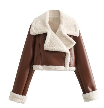 Women's Faux-Fur Collar PU Jacket – product view 31