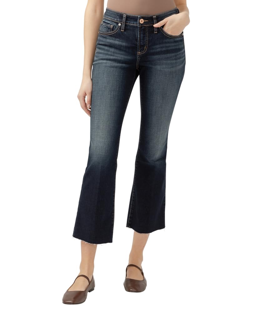 Silver Jeans Co. Womens Suki Mid Rise Curvy Fit Luxe Stretch Assorted Jeans Kick Flare Dark Indigo 36W x — product view 1