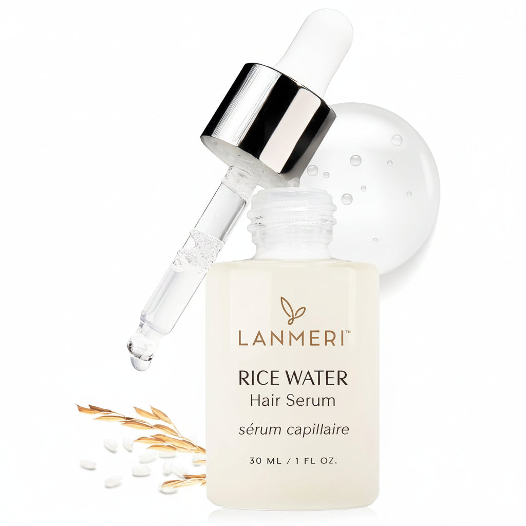 Zenvia Beauty Yao Rice Water Oil bottle with dropper, featuring a sleek design and clear labeling on a white background.