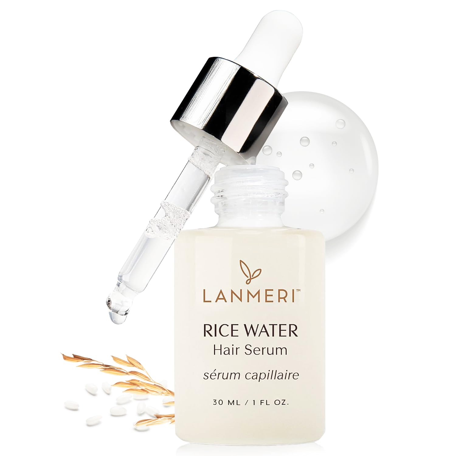 Zenvia Beauty Yao Rice Water Oil bottle with clear packaging and dropper applicator, showcasing the nourishing skincare product.