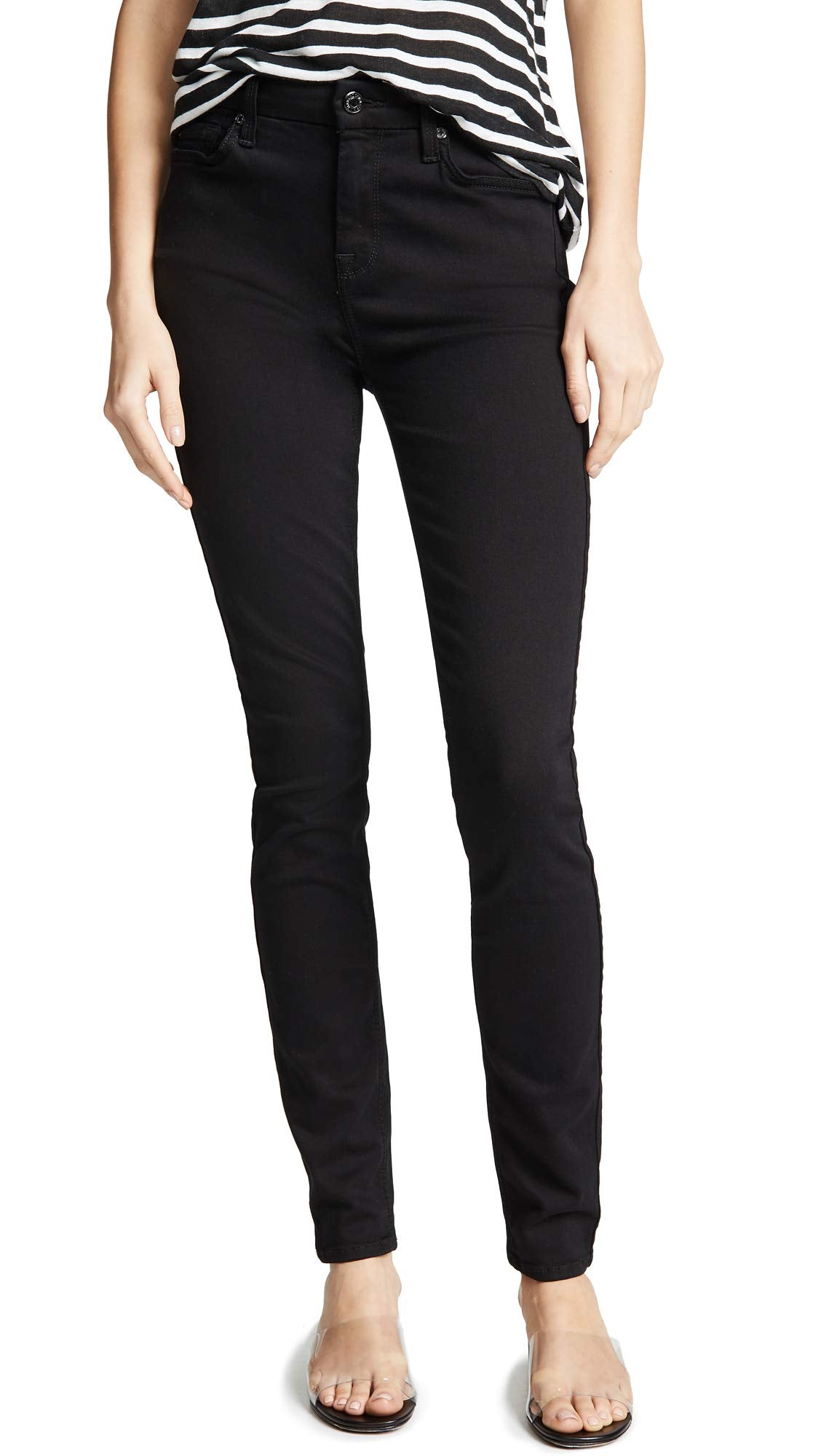 7 For All Mankind Womens Full Length Skinny Jeans Luxe Black 29 — product view 1