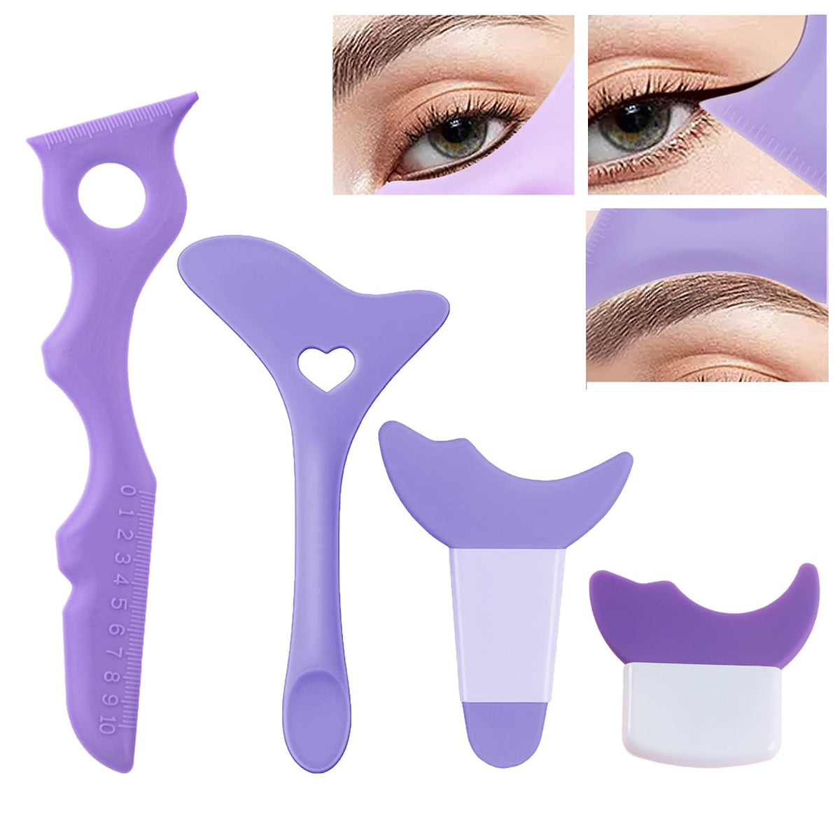4 Pcs All In One Eyeliner Stencils Wing Tips + Eyelash Stencils Pad + — product view 3