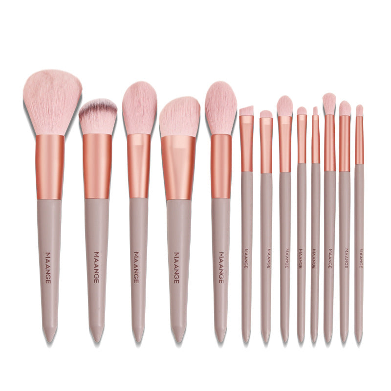 Zenvia Beauty MAANGE makeup brush set with various brushes for foundation, eyeshadow, and blending on a clean white background.