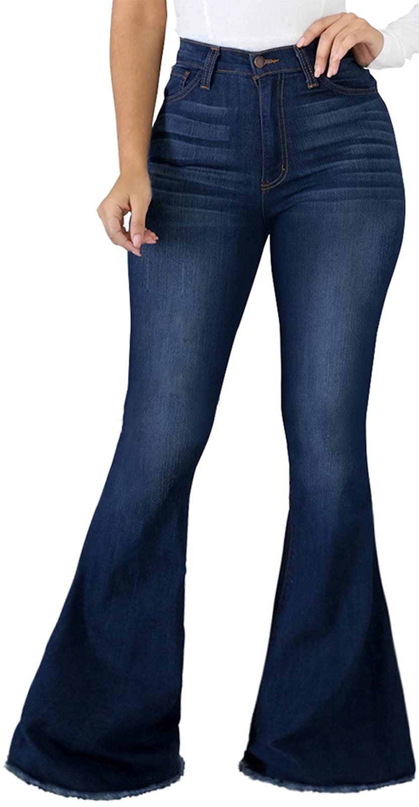 Womens Bell Bottom Skinny Jeans Classic High Waist Flare Denim Pants — product view 1