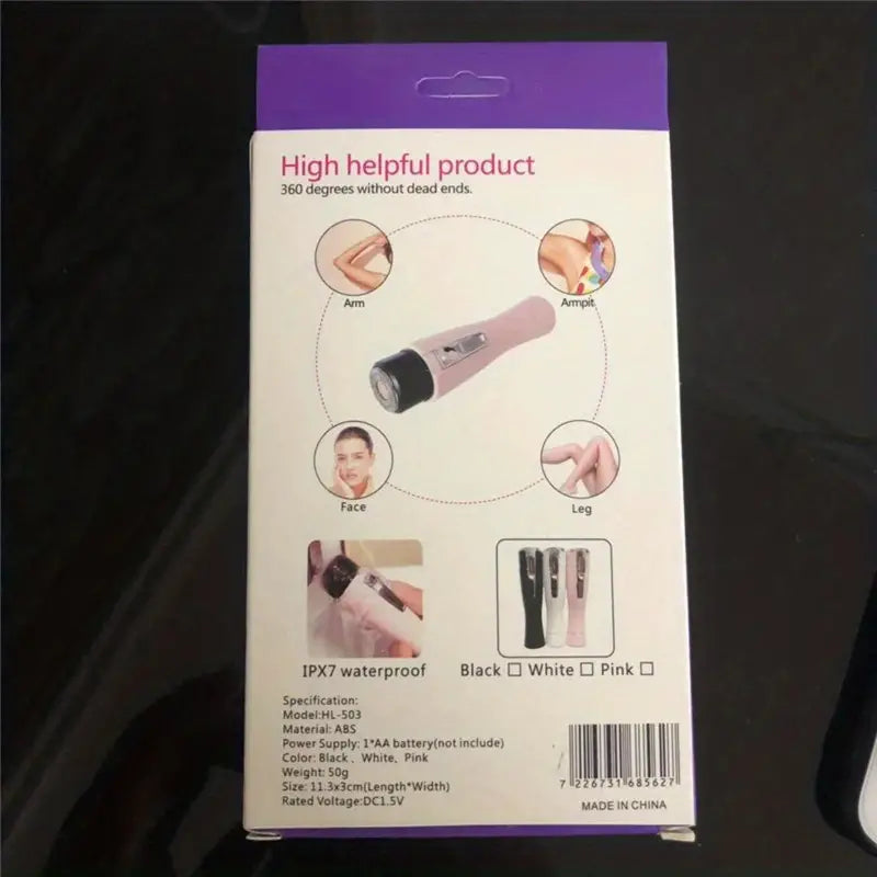 Zenvia Beauty electric facial hair remover device with a sleek handheld design and precision head for gentle hair removal