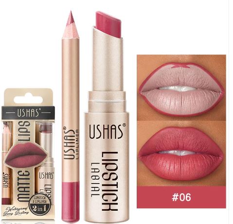 Zenvia Beauty waterproof nude matte lipstick in a sleek tube with the lipstick partially extended, showcasing its smooth, matte finish.