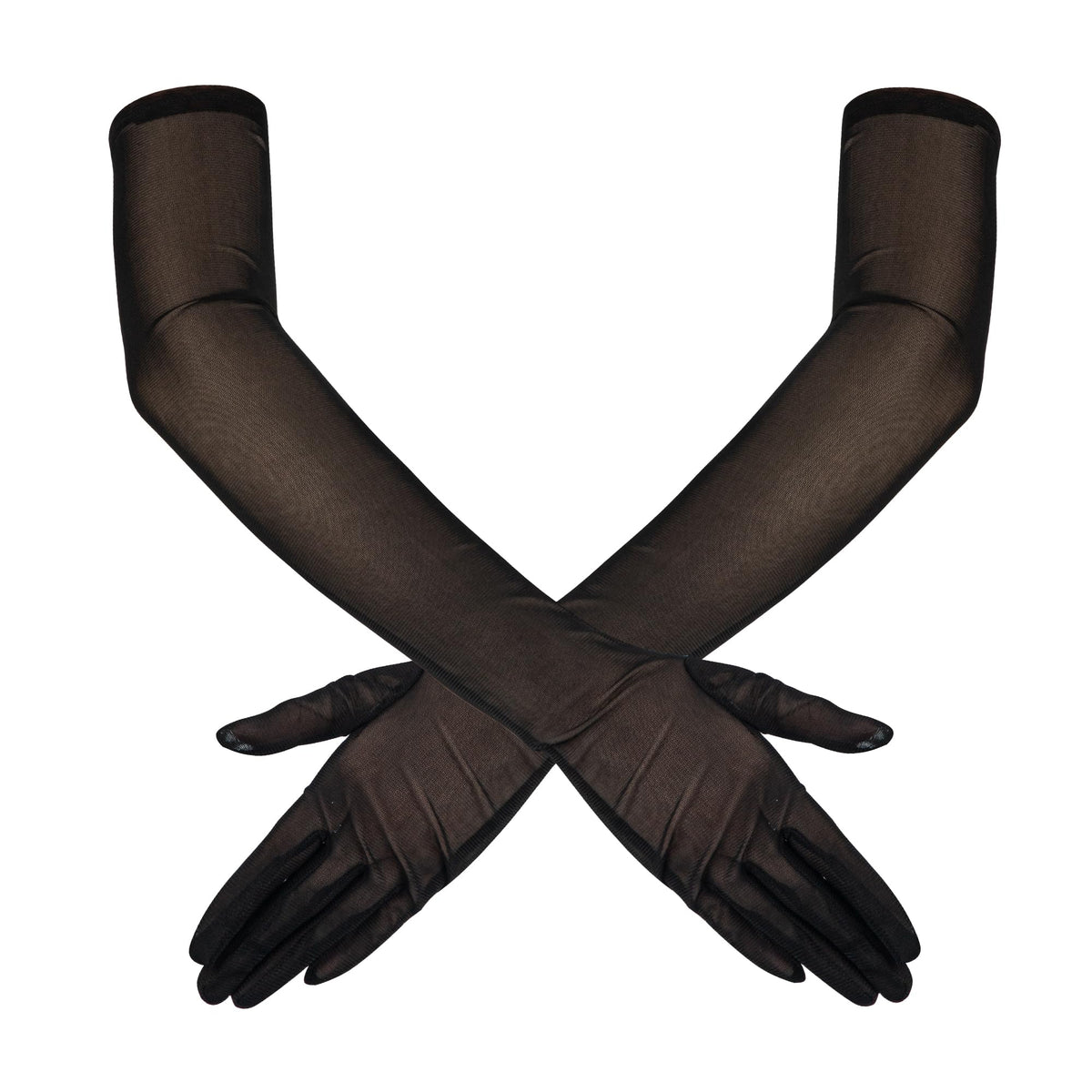 Lace Gloves Black Tulle Gloves Long Elbow Sheer Stretchy Gloves Elegant — product view 2