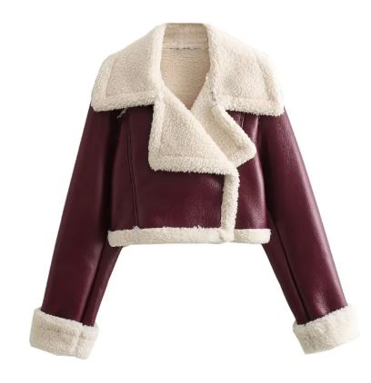 Women's Faux-Fur Collar PU Jacket – product view 8
