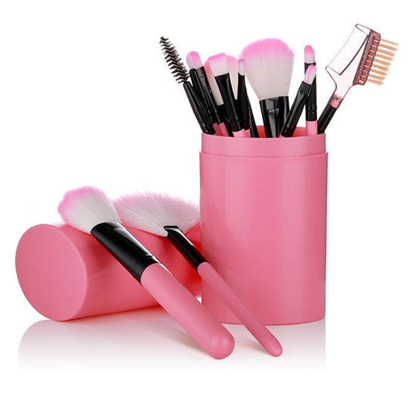 Zenvia Beauty 12-piece makeup brush set with various brushes for foundation, eyeshadow, and blending on a white background.