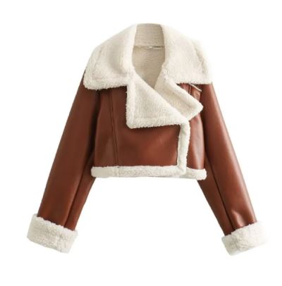 Women's Faux-Fur Collar PU Jacket – product view 27