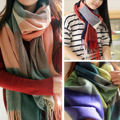 Women's Plaid Fringe Winter Scarf – product view 15