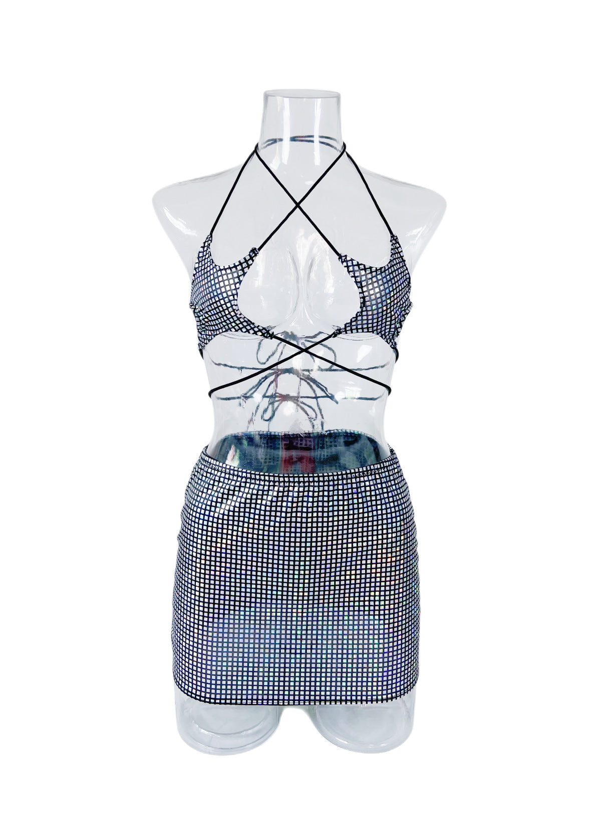 Zenvia Beauty Star Lingerie Skirt Set featuring a stylish star-print design with matching top and skirt, perfect for trendy loungewear