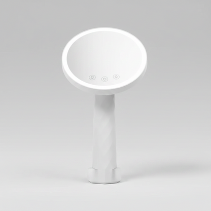 Handheld shower head with LED light on a white background