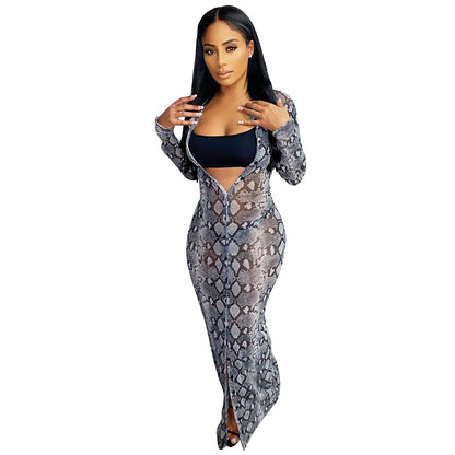 Women's Printed Long Sleeve Dress